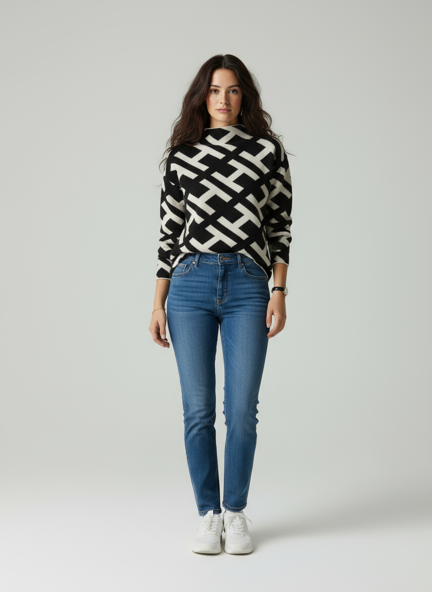 lisara Geometrischer Rollkragenpullover