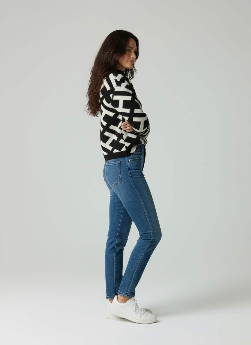 lisara Geometrischer Rollkragenpullover