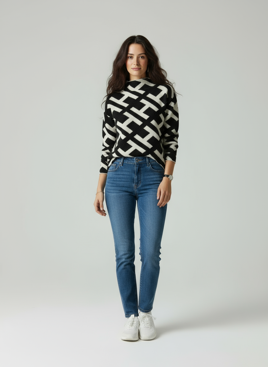 lisara Geometrischer Rollkragenpullover