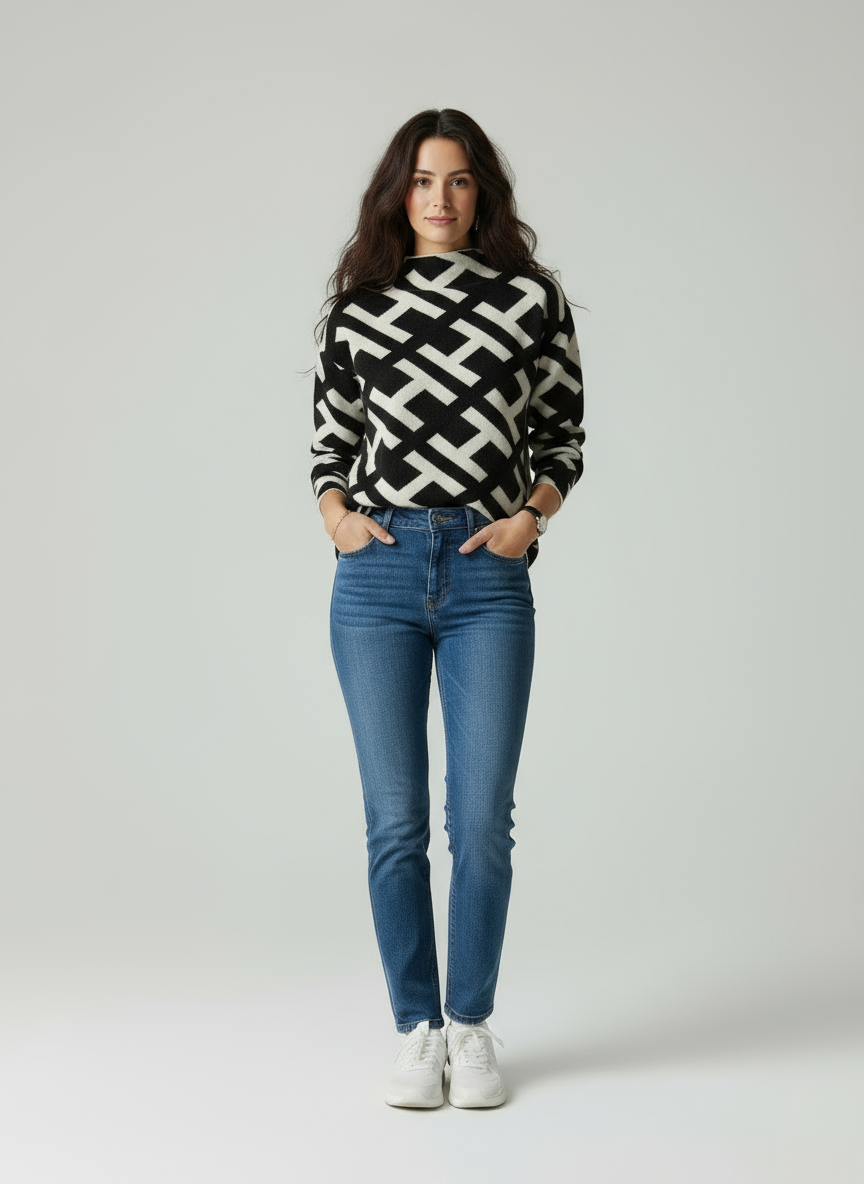 lisara Geometrischer Rollkragenpullover