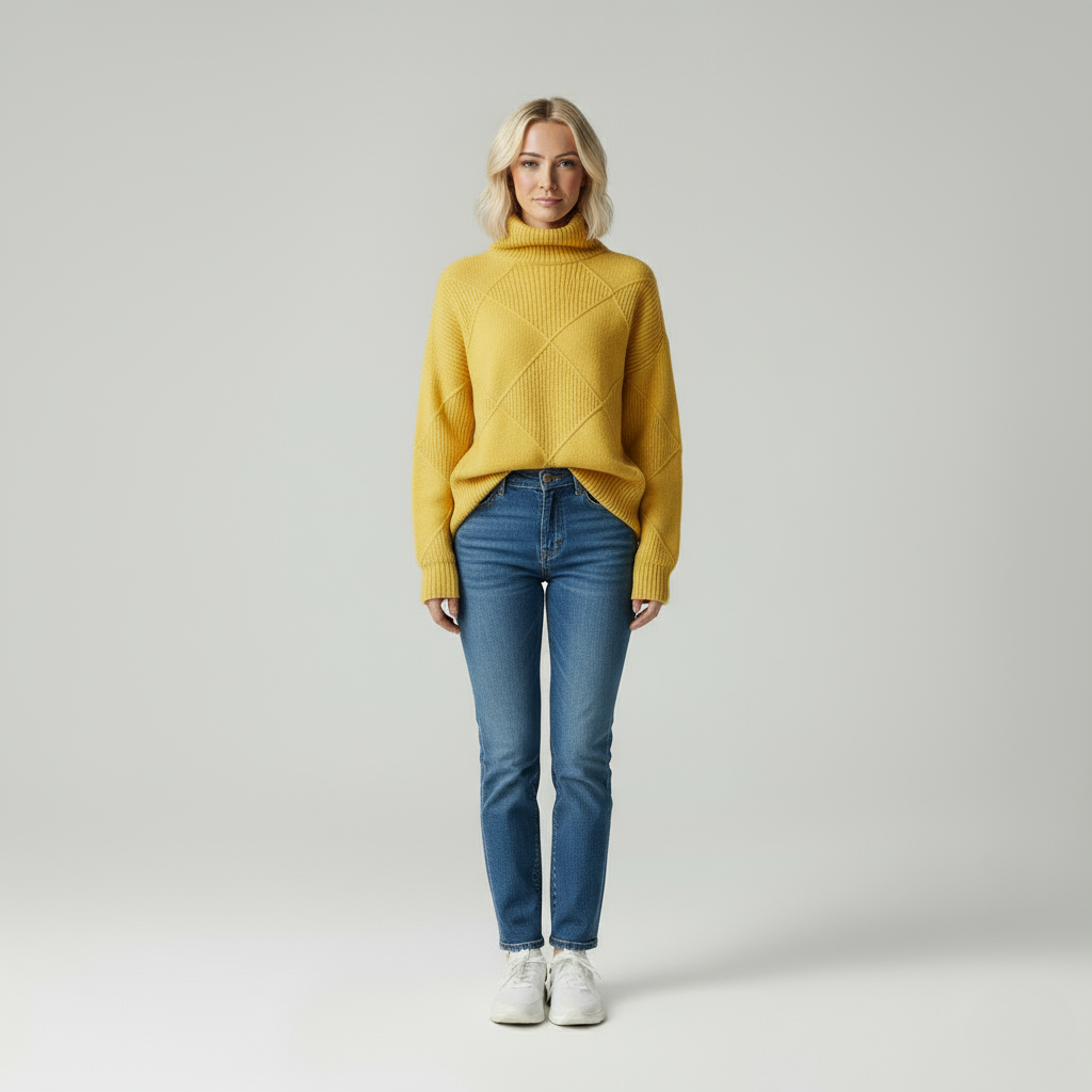 Isabelle Zeitloser Stehkragenpullover mit Struktur