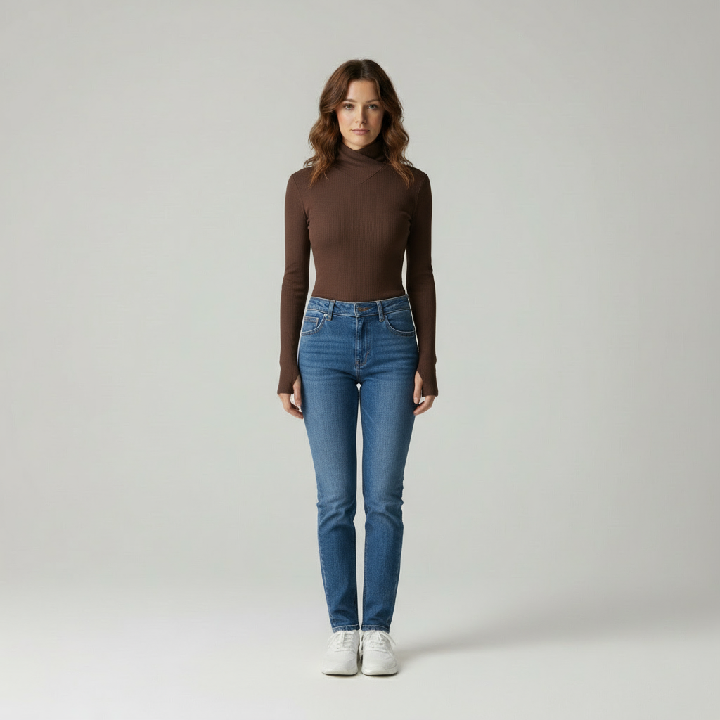 Leona Elegantes Ripp-Rollkragenpullover in Hochwertiger Qualität