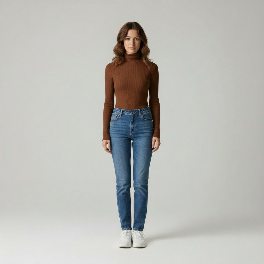 Leona Elegantes Ripp-Rollkragenpullover in Hochwertiger Qualität