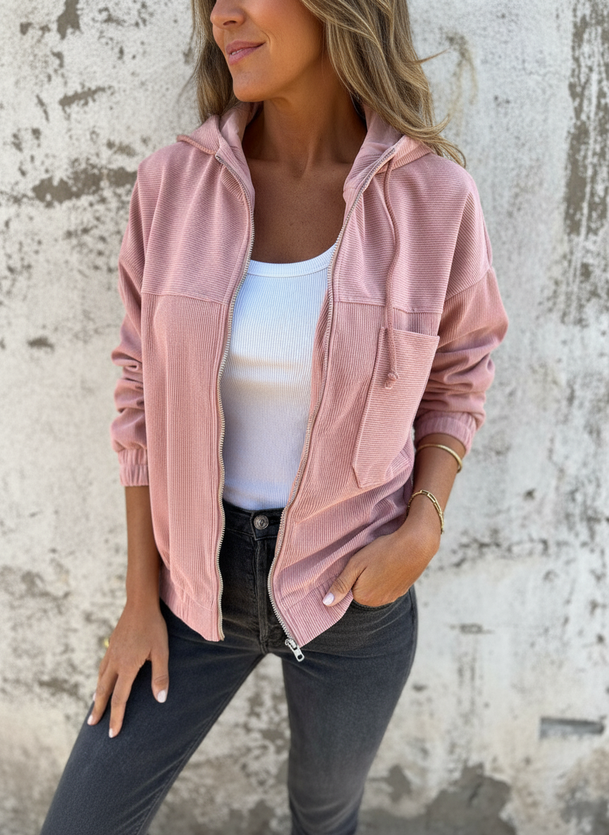 Liana Zeitlose Cord-Freizeitjacke mit Kapuze