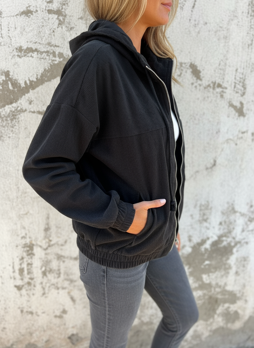 Liana Zeitlose Cord-Freizeitjacke mit Kapuze