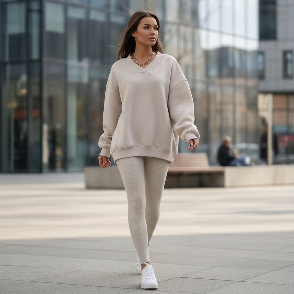 Sophie V-Ausschnitt Pullover aus Premium-Strick