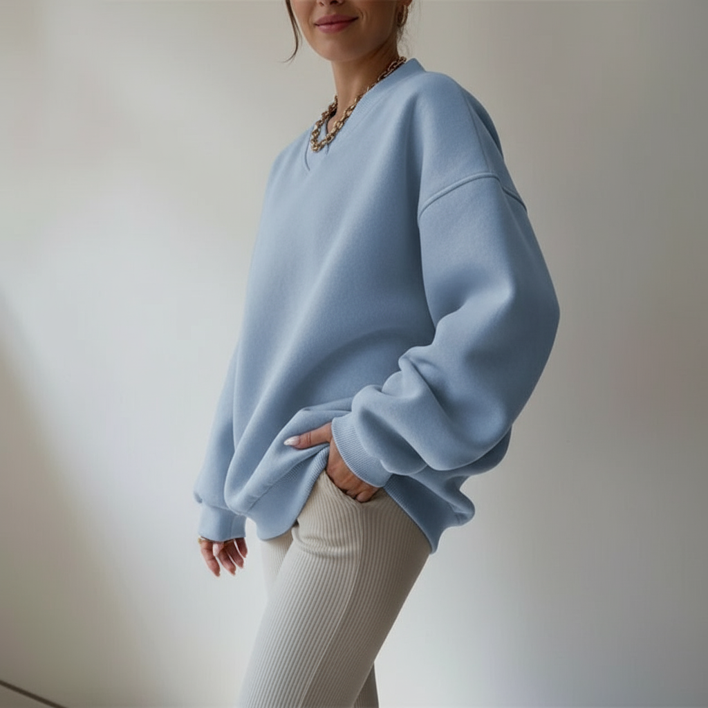 Sophie V-Ausschnitt Pullover aus Premium-Strick