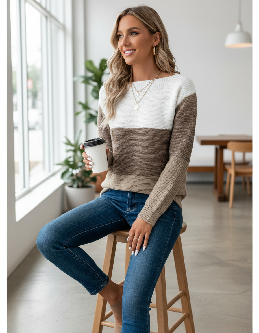 Heidi Zeitloser Colorblock Strickpullover