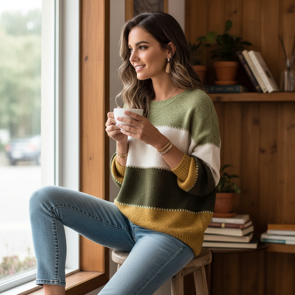 Madeline Zeitloser Colorblock Strickpullover