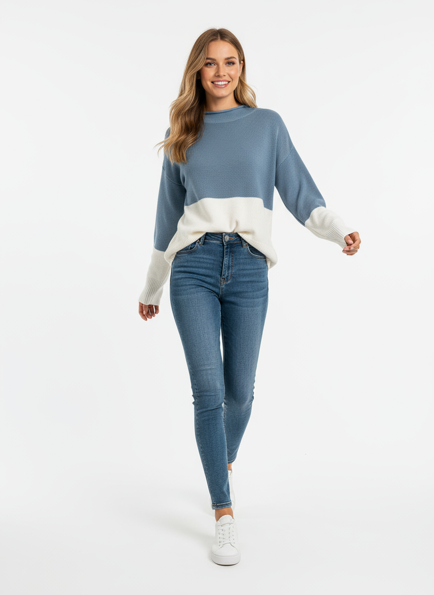 Joide Zeitloser Color-Block Strickpullover