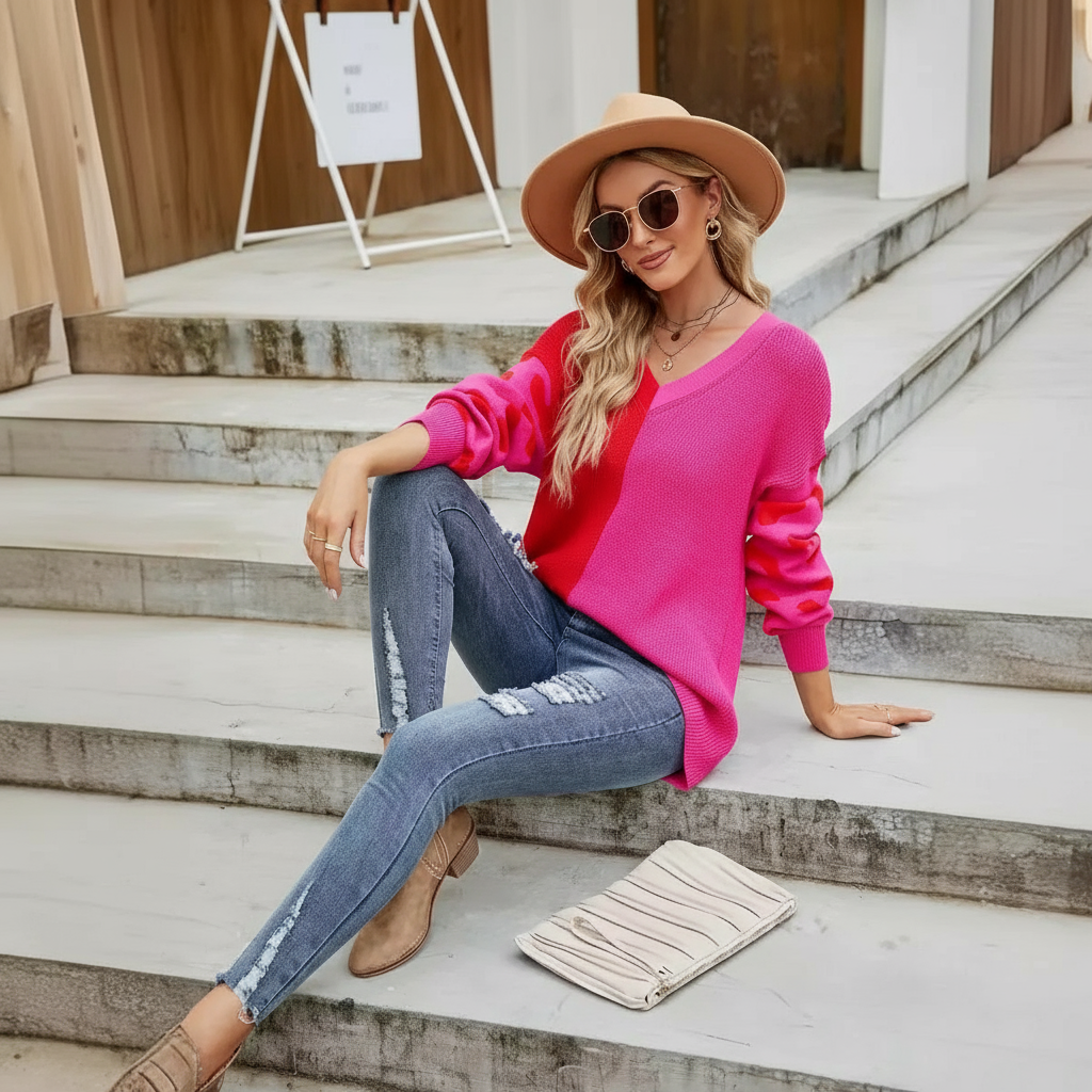 Frederica Zeitloser Colorblock Strickpullover