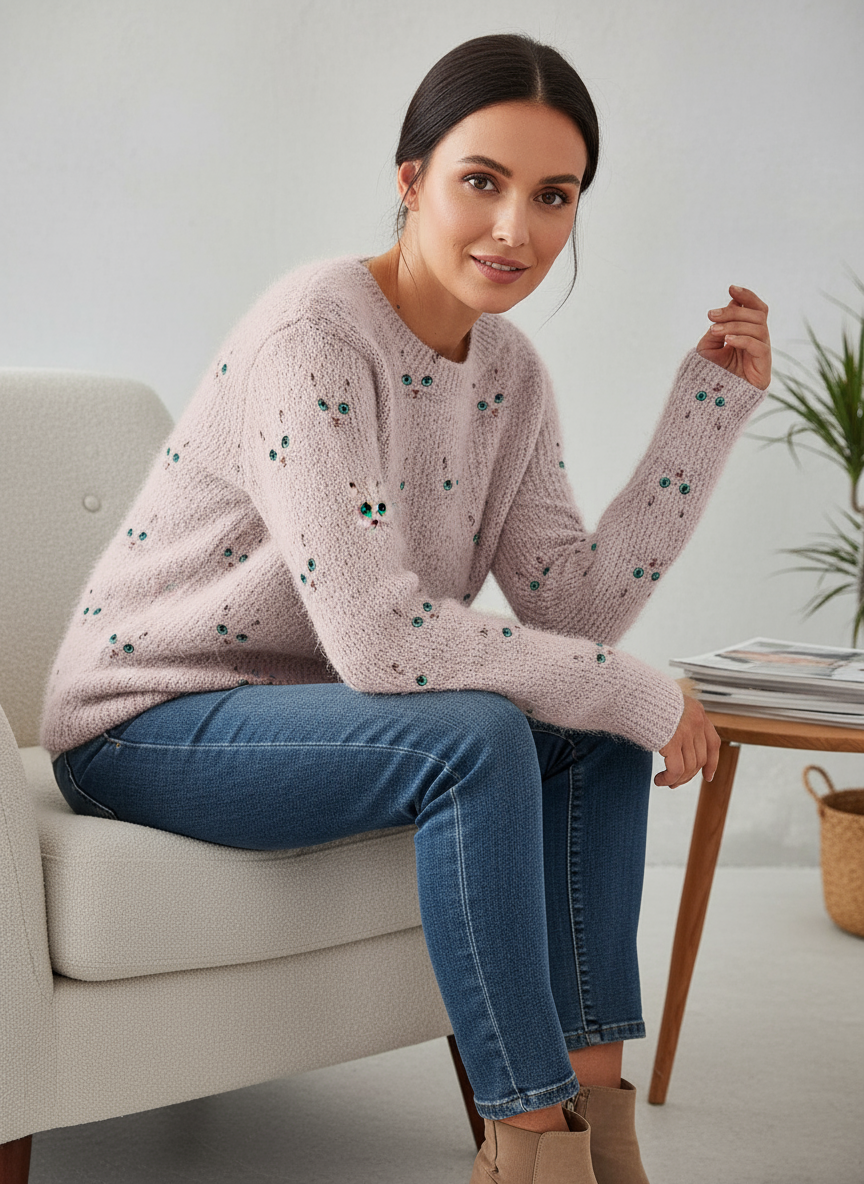 Salora Zeitloser Pullover mit Katzen-Design