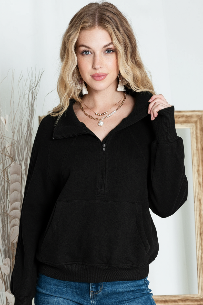 Mavia Zeitloser Zip-Up Sweatshirt in Braun