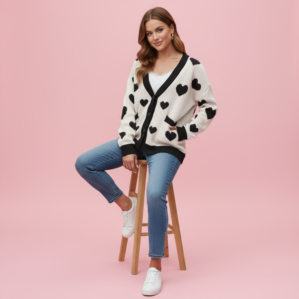 Hyacinth Herz-Strick Cardigan | Zeitlose Qualität