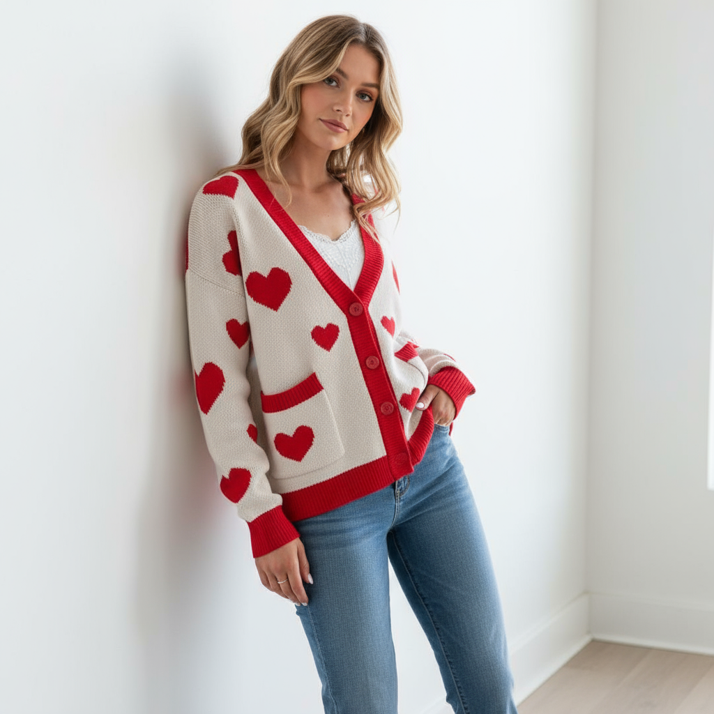 Hyacinth Herz-Strick Cardigan | Zeitlose Qualität
