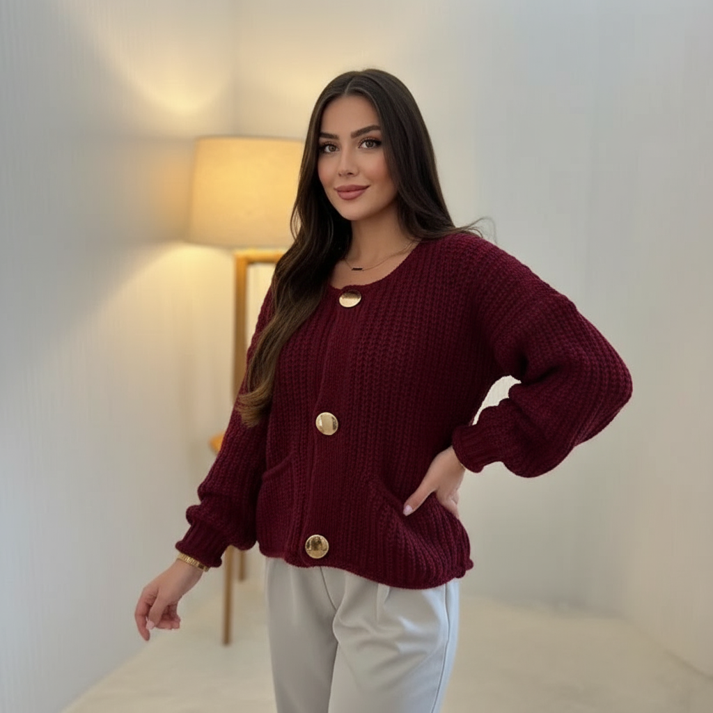 Hagar Zeitlose Struktur Strickjacke