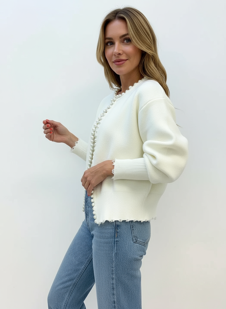 Gwyndolyn Elegante Perlen-Cardigan