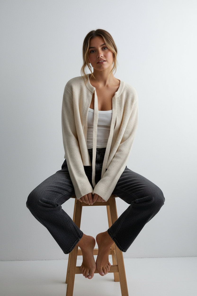Eleganter Strick-Cardigan mit Bindeband
