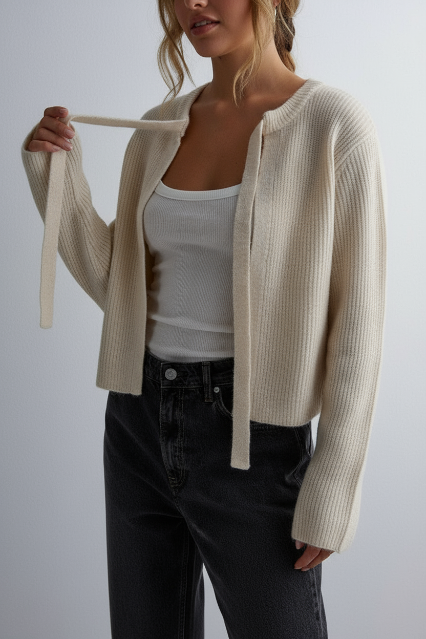 Eleganter Strick-Cardigan mit Bindeband