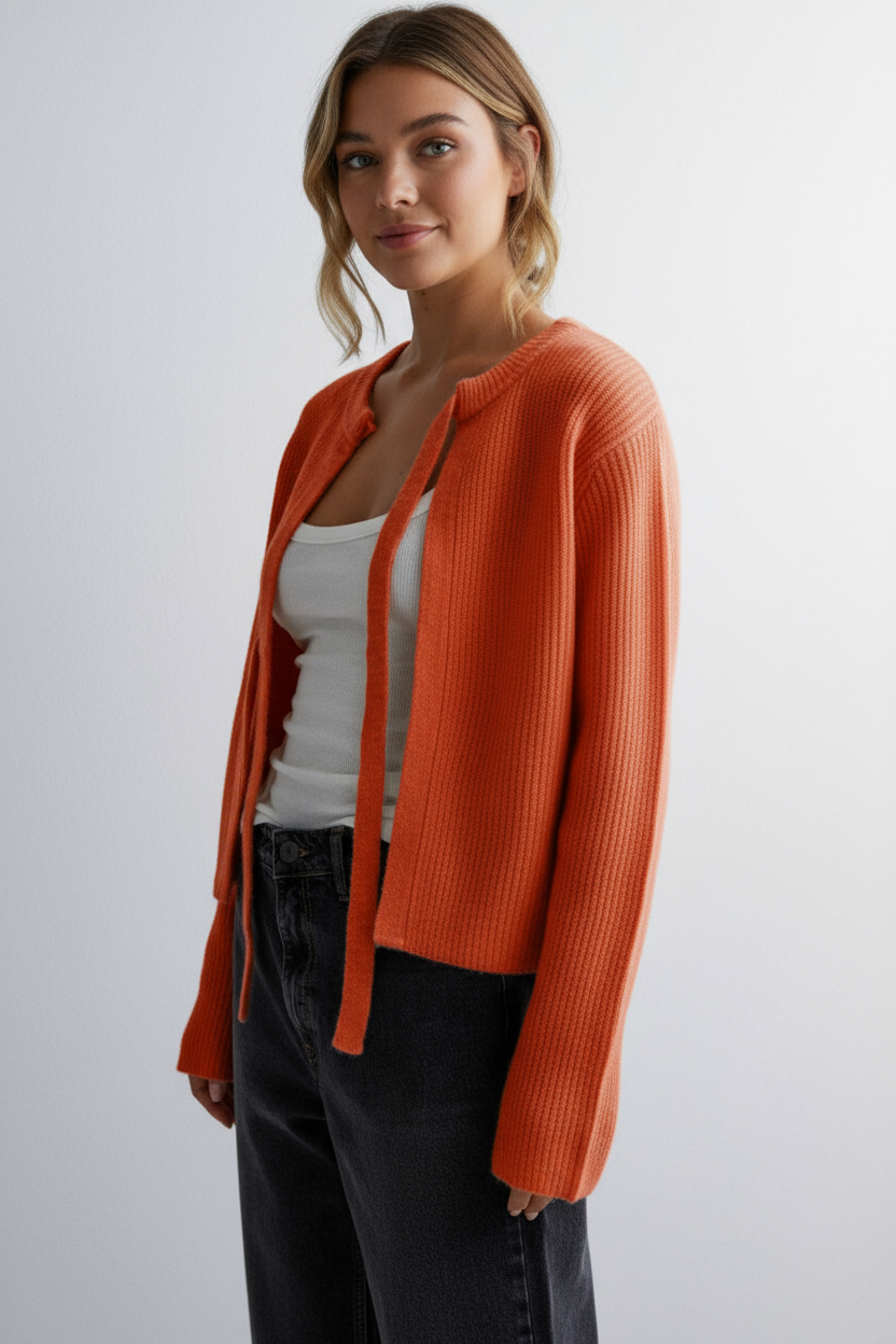 Eleganter Strick-Cardigan mit Bindeband