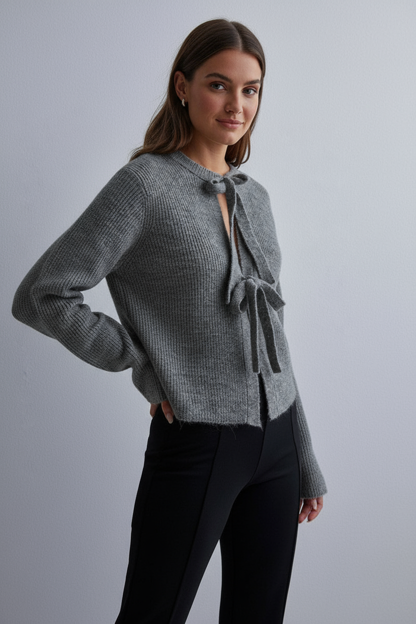 Eleganter Strick-Cardigan mit Bindeband