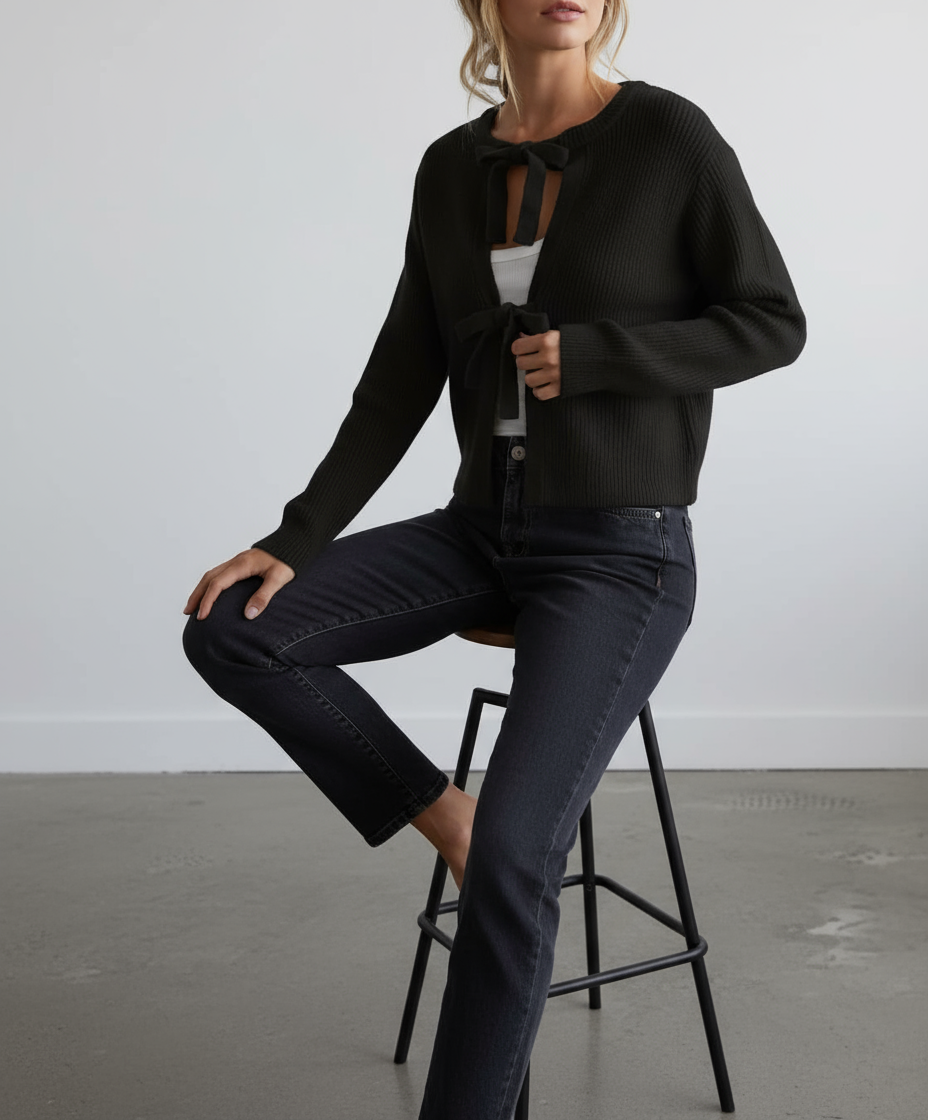 Eleganter Strick-Cardigan mit Bindeband