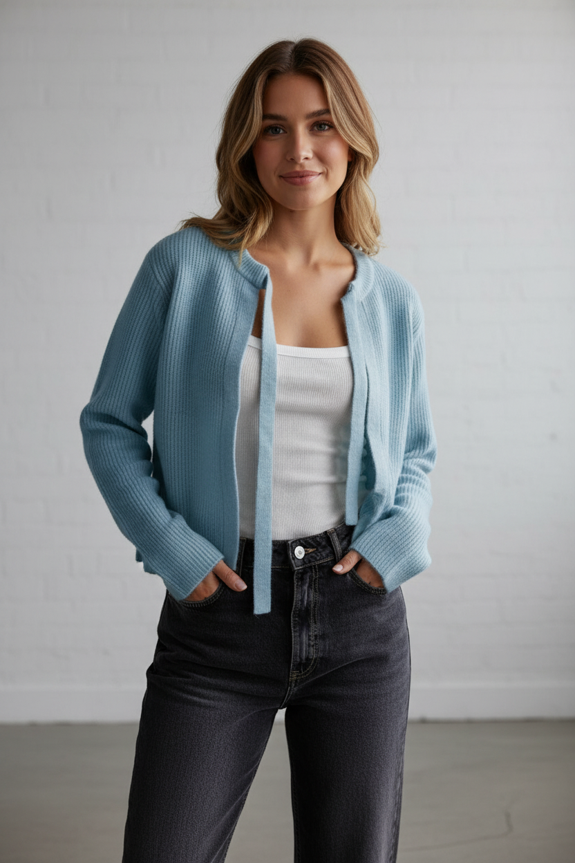 Eleganter Strick-Cardigan mit Bindeband