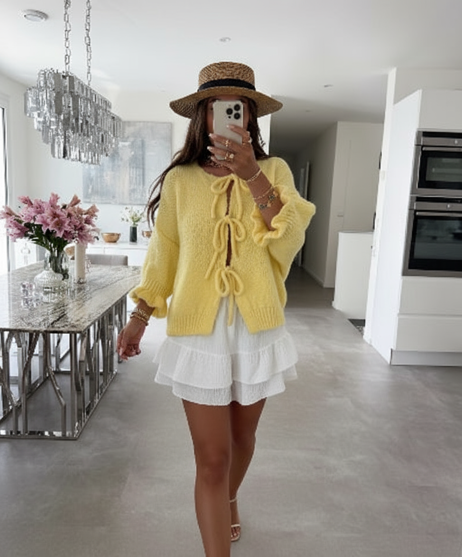 Zeitloser Strick-Cardigan 'Ashlyn' in Zartgelb