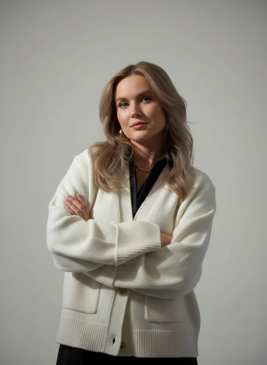 Gertrude Zeitloser Strick-Cardigan mit Bindegürtel