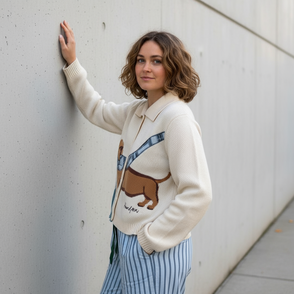 Margery Elegante Strickjacke mit Design