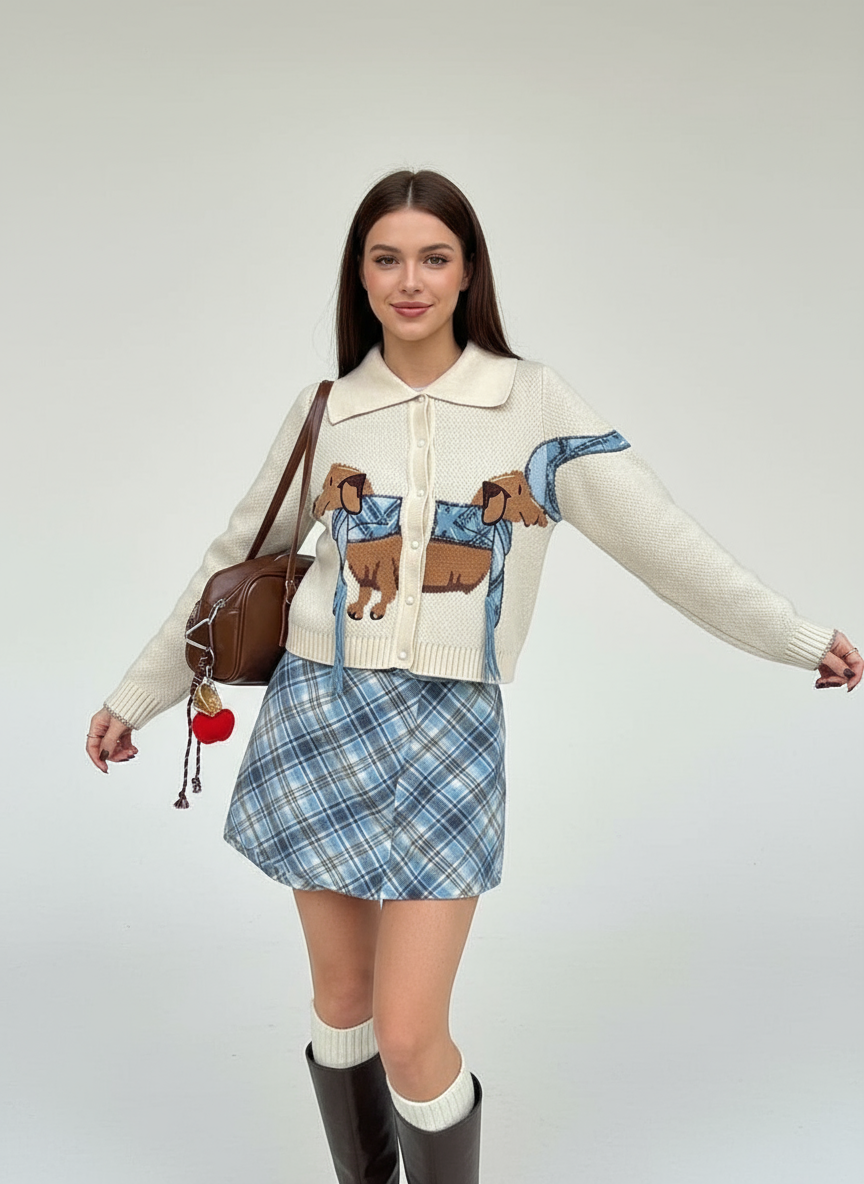 Margery Elegante Strickjacke mit Design