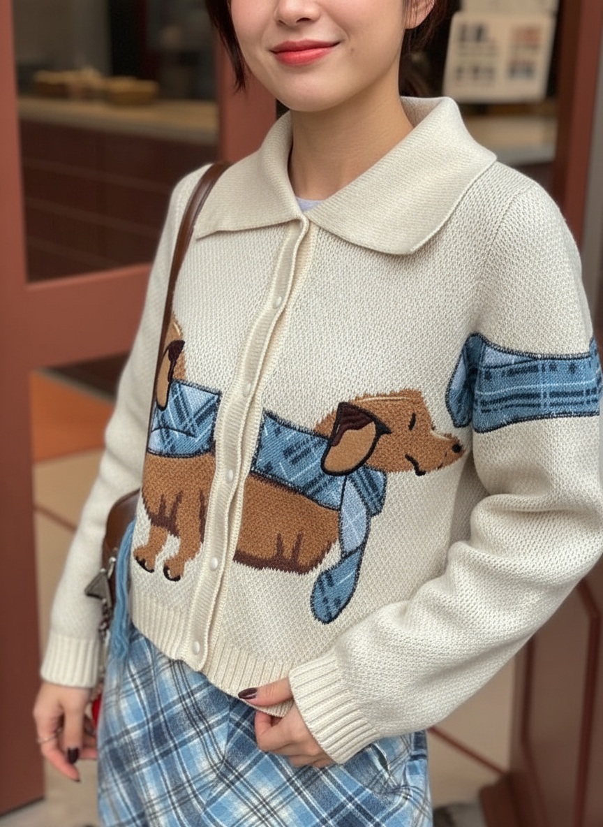 Margery Elegante Strickjacke mit Design