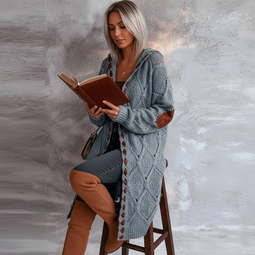 Lilika Zeitloser Strick-Cardigan mit Patches