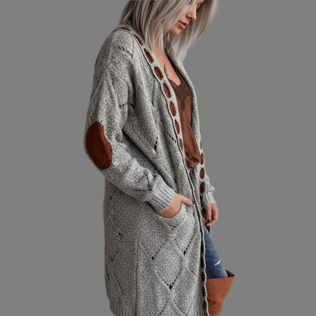Lilika Zeitloser Strick-Cardigan mit Patches