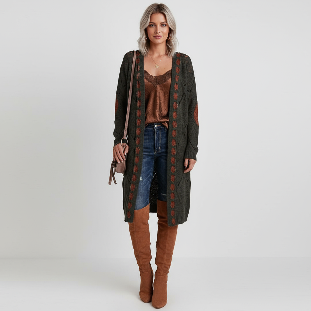 Lilika Zeitloser Strick-Cardigan mit Patches