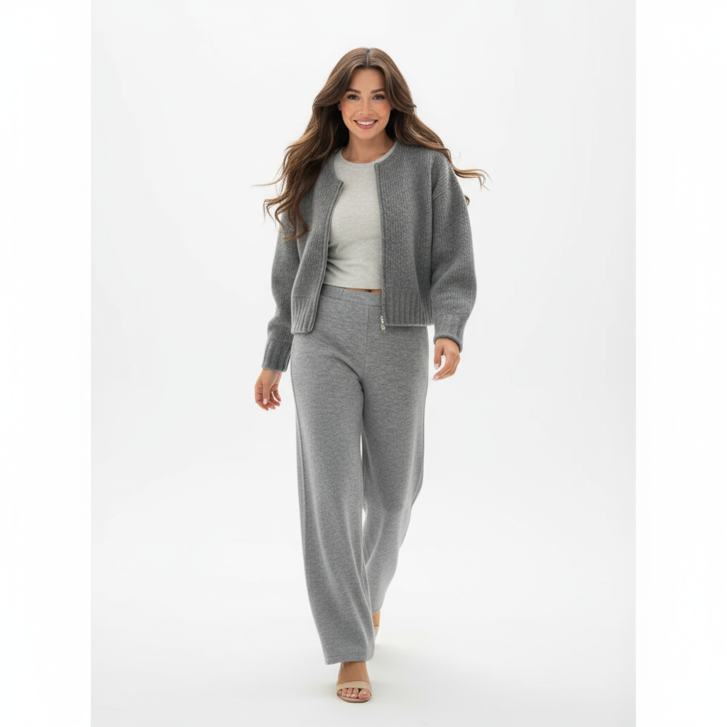 Evelyn Zeitloser Gerippter Strick-Cardigan