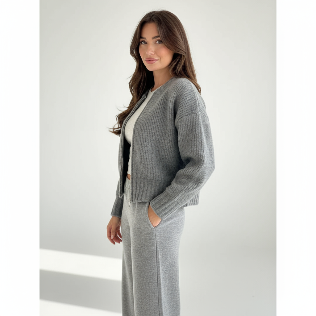 Evelyn Zeitloser Gerippter Strick-Cardigan