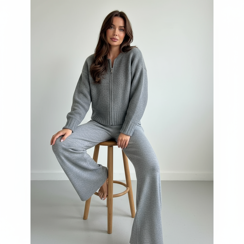 Evelyn Zeitloser Gerippter Strick-Cardigan