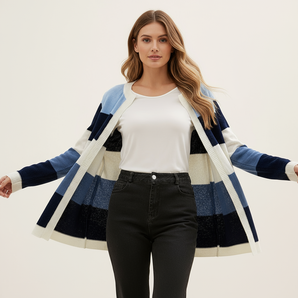 Pipers Zeitloser Colorblock Cardigan für Damen
