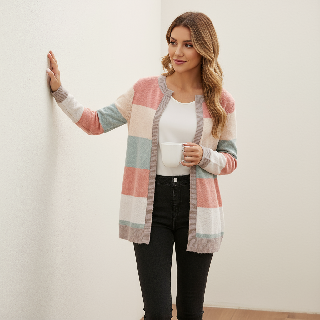 Pipers Zeitloser Colorblock Cardigan für Damen
