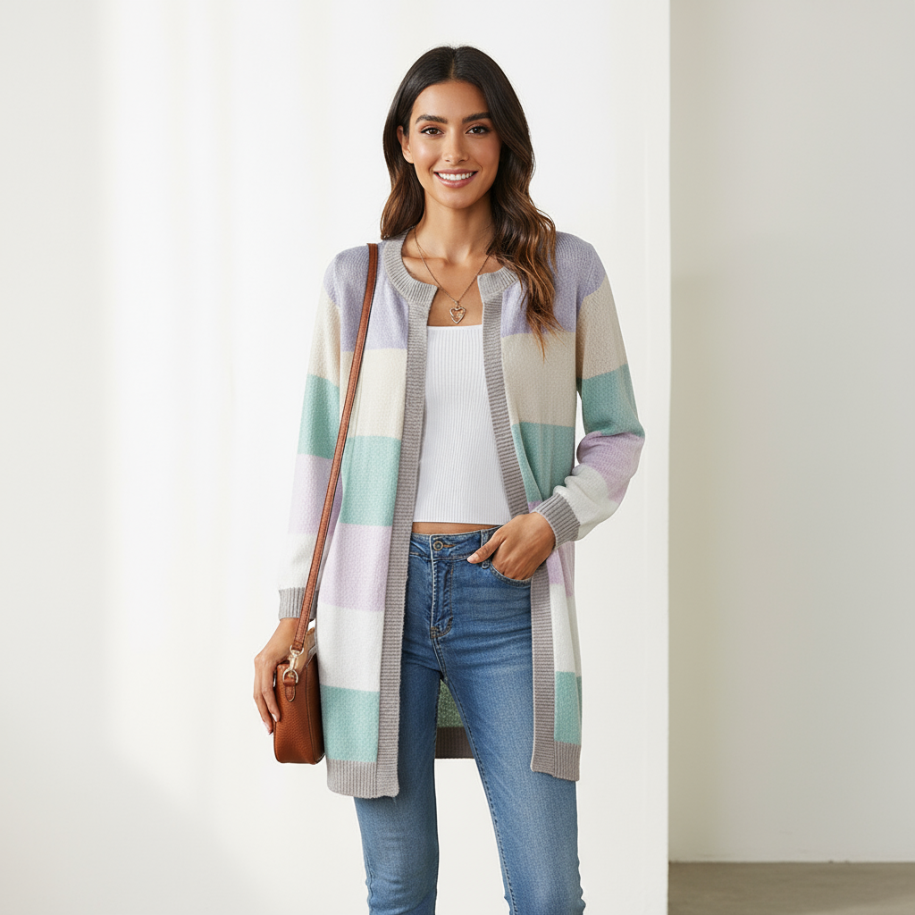 Pipers Zeitloser Colorblock Cardigan für Damen
