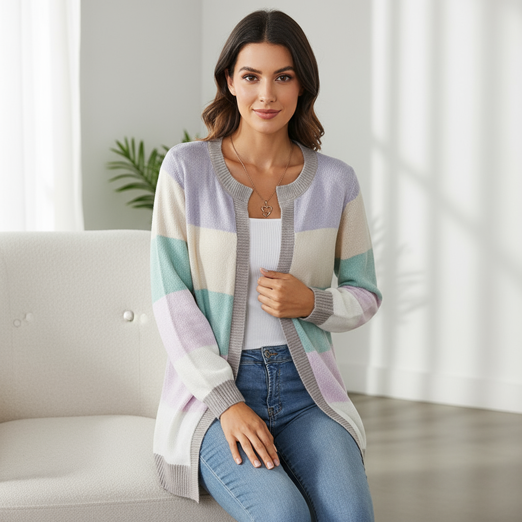 Pipers Zeitloser Colorblock Cardigan für Damen