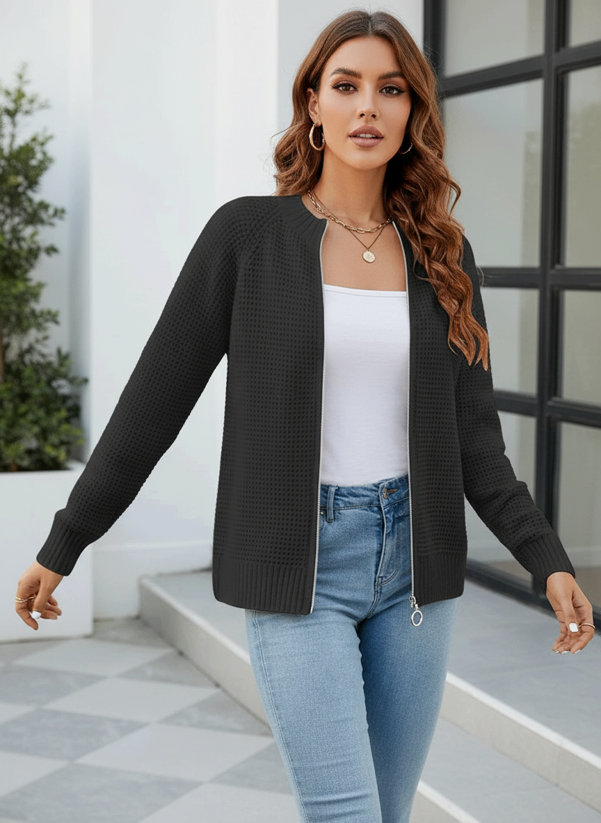 Ryleigh Zeitloser Waffelstrick Cardigan in Elegantem Design