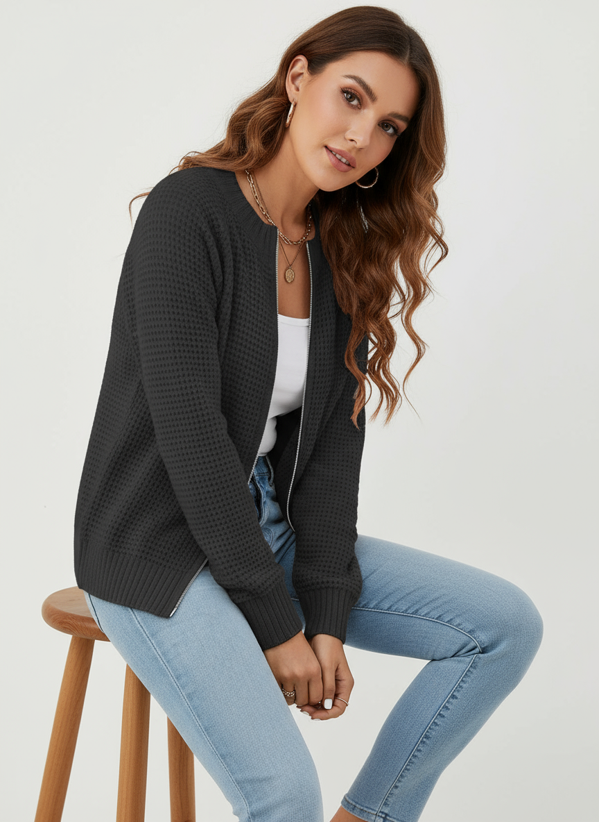 Ryleigh Zeitloser Waffelstrick Cardigan in Elegantem Design