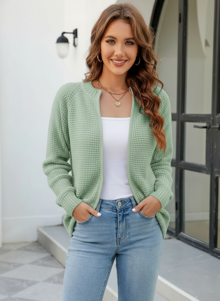 Ryleigh Zeitloser Waffelstrick Cardigan in Elegantem Design