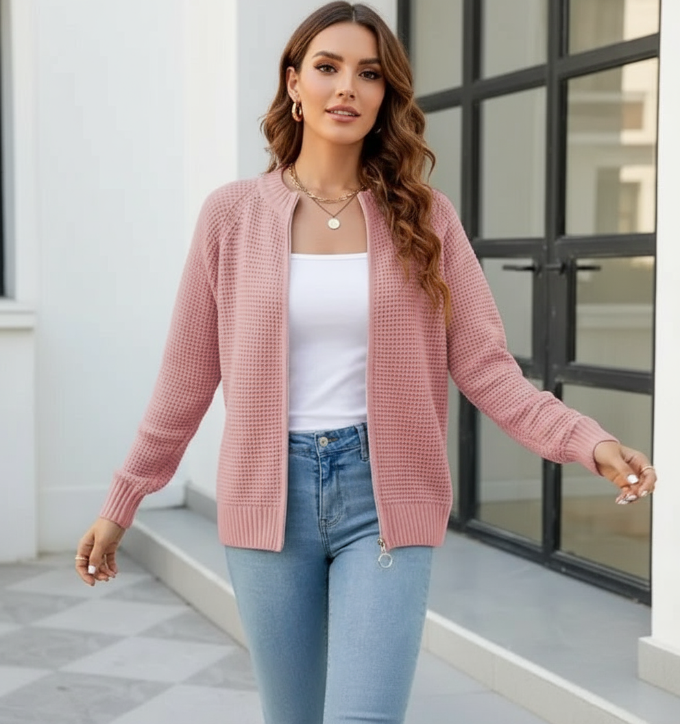 Ryleigh Zeitloser Waffelstrick Cardigan in Elegantem Design