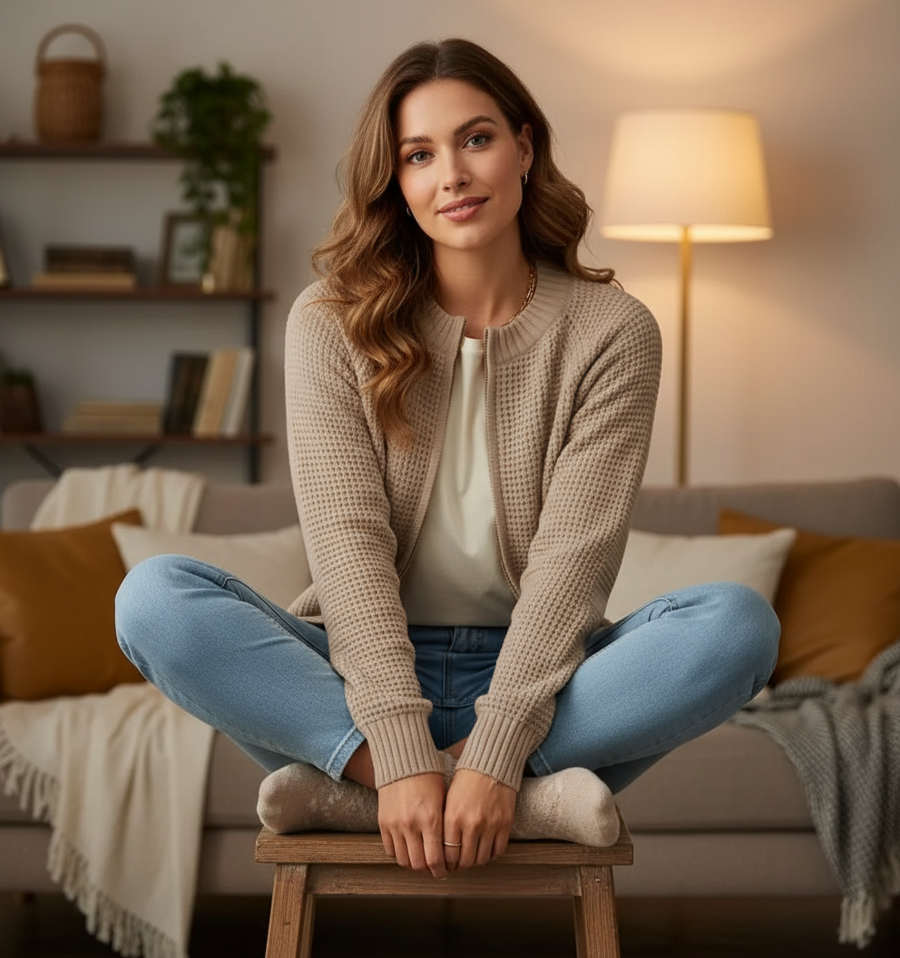 Ryleigh Zeitloser Waffelstrick Cardigan in Elegantem Design