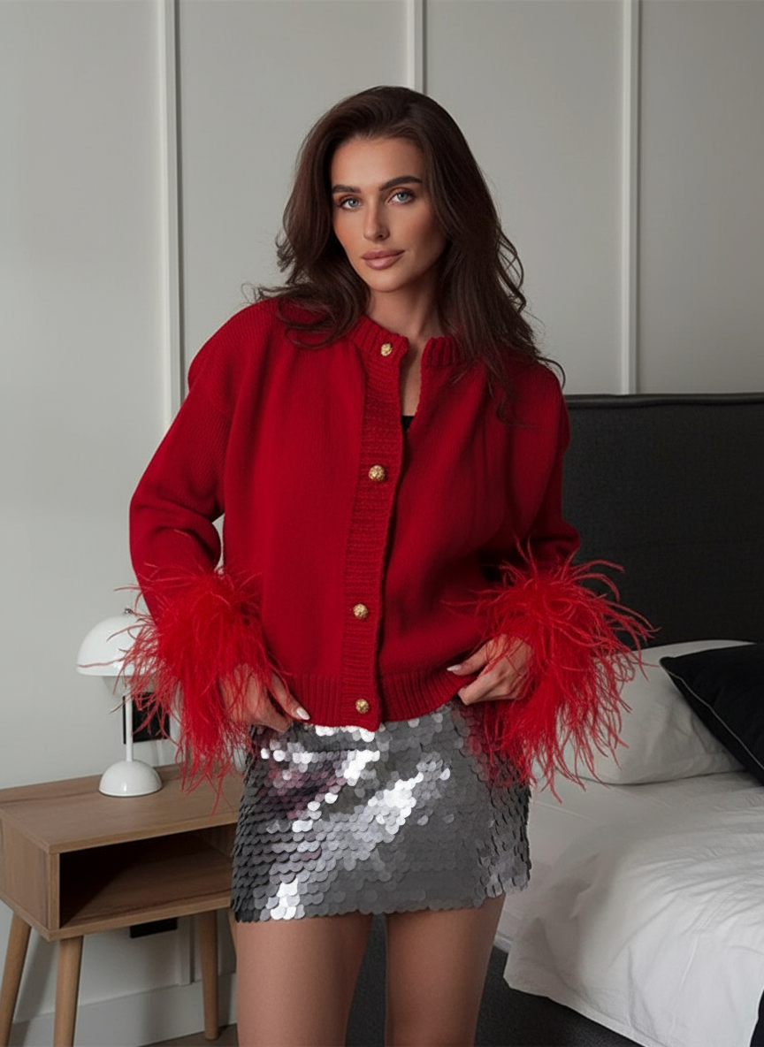 Geraldina Feder-Cardigan Zeitlose Eleganz