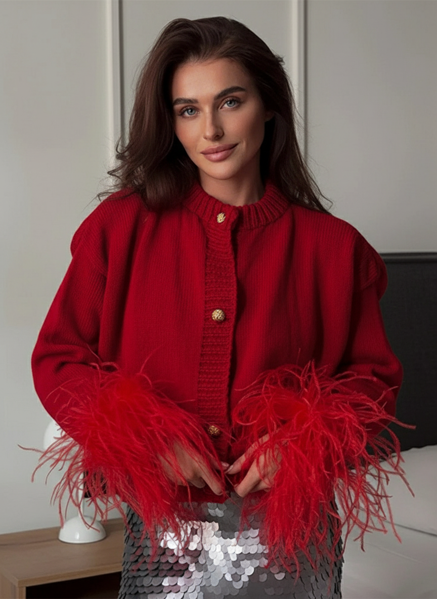 Geraldina Feder-Cardigan Zeitlose Eleganz