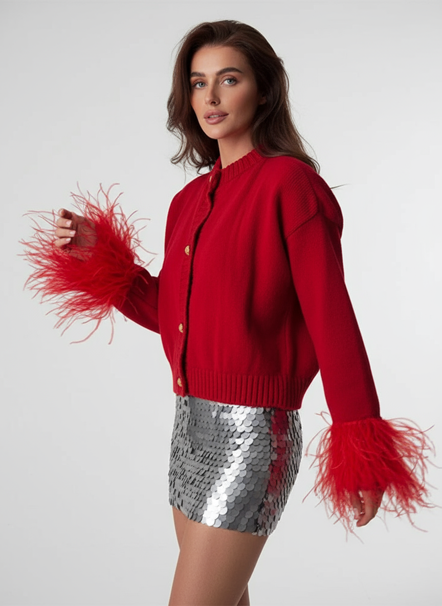 Geraldina Feder-Cardigan Zeitlose Eleganz